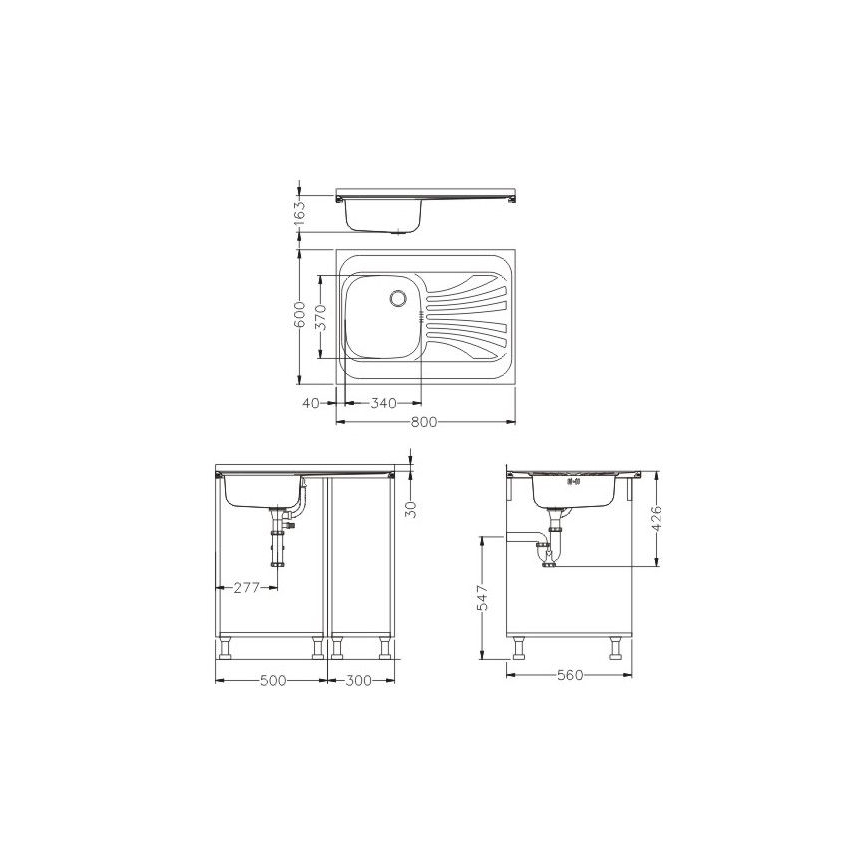ALVEUS SETA24019 - Kuhinjski sudoper CLASSIC 80x60 cm + kuhinjska slavina sa fleksibilnim vratom MINTAS 34 cm nerđajući čelik/crna