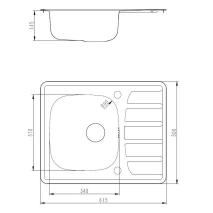 ALVEUS SETA265 - Kuhinjska sudopera ZOOM 61,5x50 cm + slavina za sudoperu RIVIERA 14,8 cm satinirani/sjajni hrom