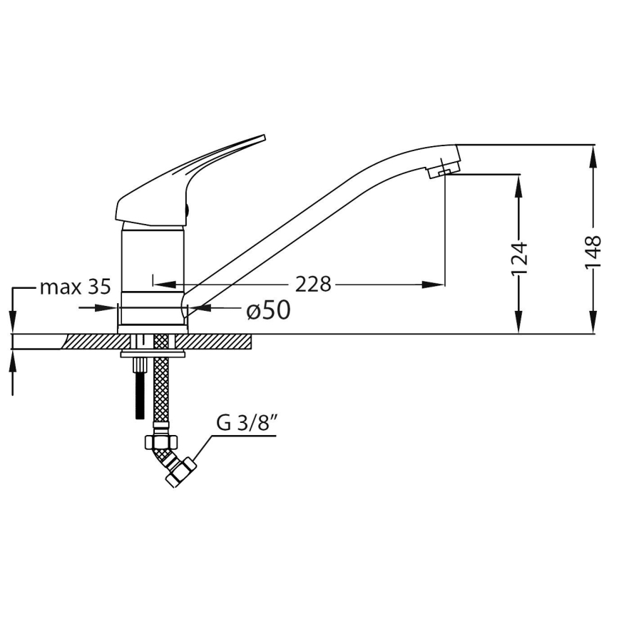 ALVEUS SETA265 - Kuhinjska sudopera ZOOM 61,5x50 cm + slavina za sudoperu RIVIERA 14,8 cm satinirani/sjajni hrom