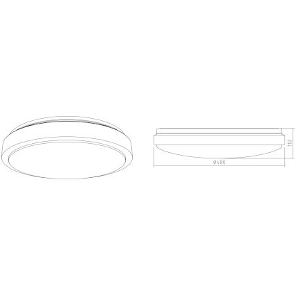 APLED - LED plafonska svetiljka LENS PP TRICOLOR LED/36W/230V IP41 2700 - 6500K 2520lm