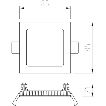 APLED - LED ugradno svetlo za kupatilo SQUARE LED/3W/230V IP41 85x85 mm