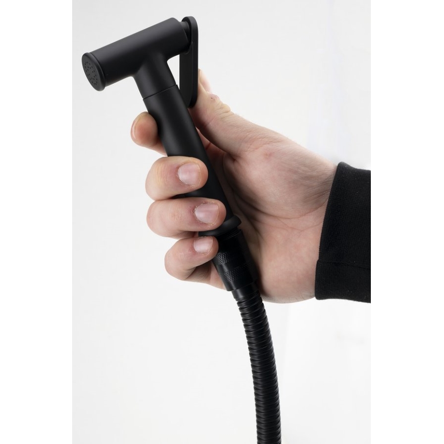 Aqualine - Baterija za bide sa tušem za podžbuknu ugradnju, mat crna