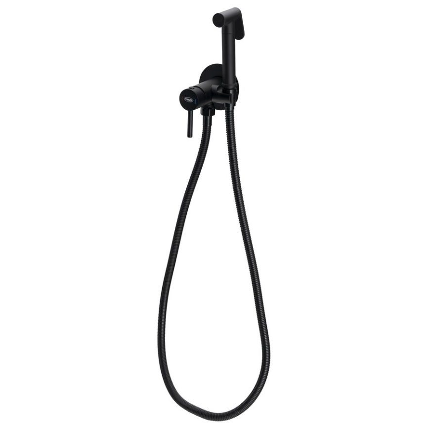 Aqualine - Baterija za bide sa tušem za podžbuknu ugradnju, mat crna