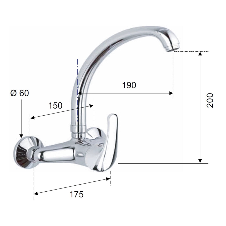 Aqualine - Baterija za sudoperu KASIOPEA 20 cm sjajni hrom