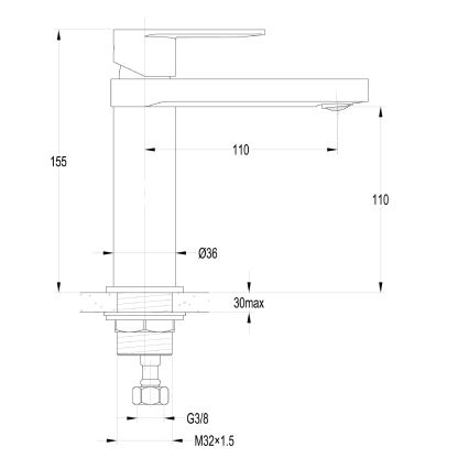 Aqualine - Baterija za umivaonik DAPHNE 15,5 cm, sjajni hrom