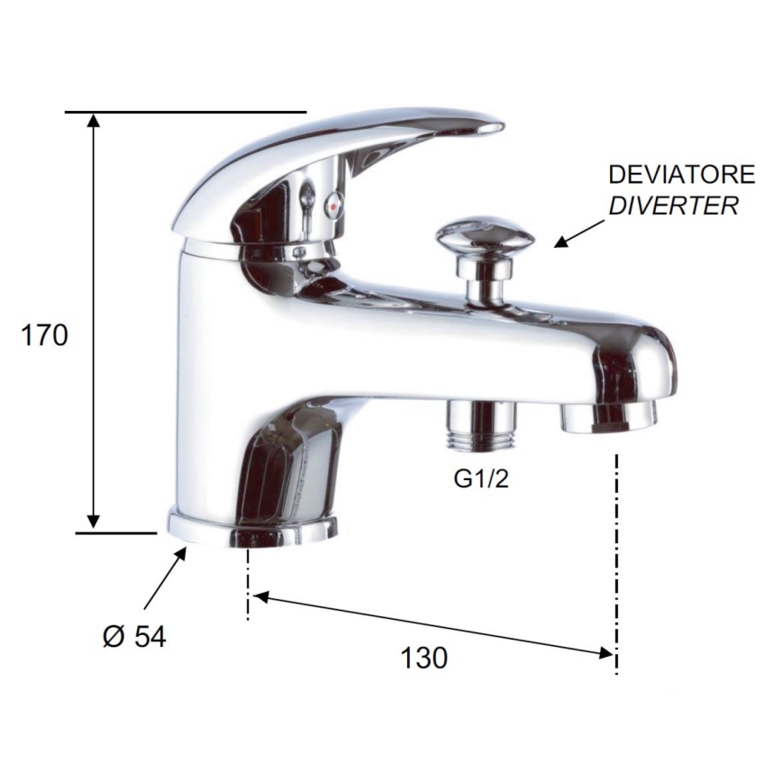 Aqualine - Baterija za umivaonik sa preusmerivačem KASIOPEA 17 cm sjajni hrom