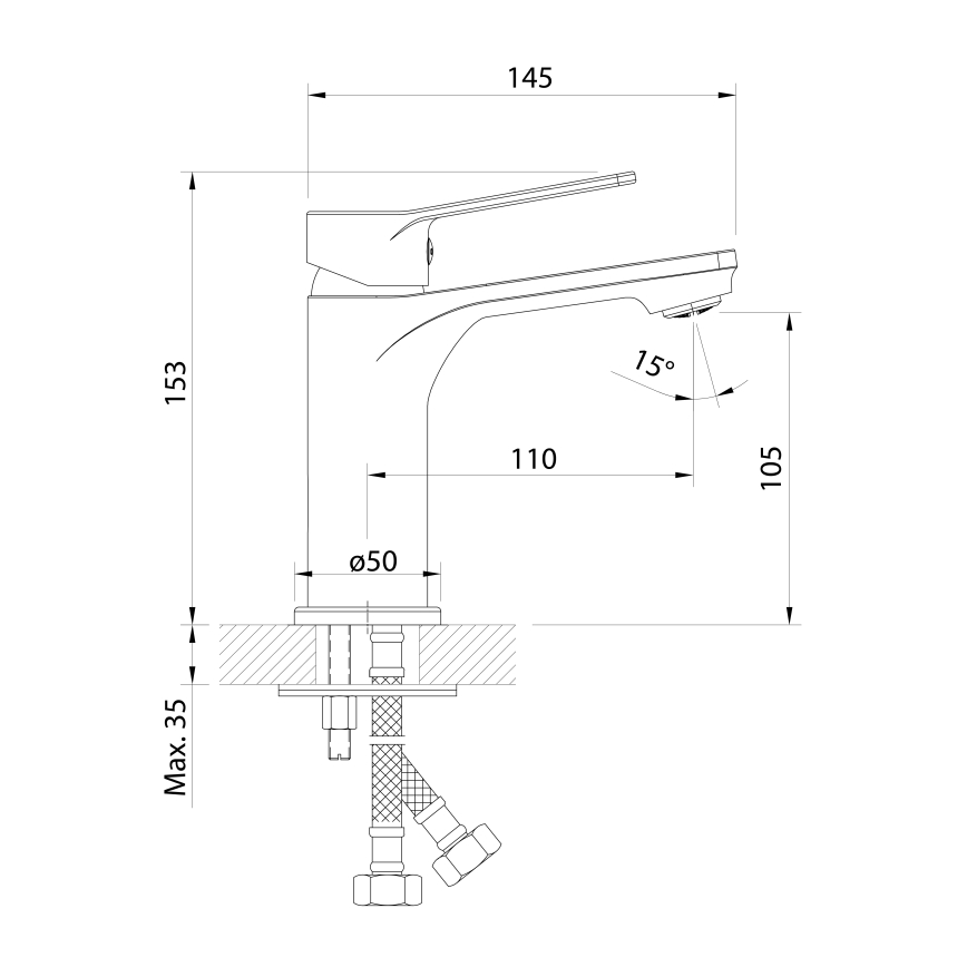 Aqualine - Baterija za umivaonik SINTRA sjajni hrom