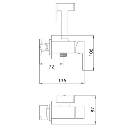 Aqualine - Bide baterija sa tušem za podžbuknu ugradnju, sjajni hrom