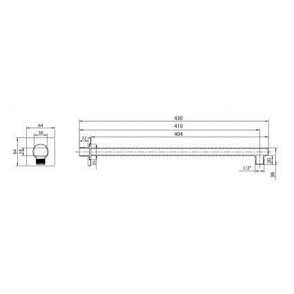 Aqualine - Četvrtasto tuš-rameno 40,4 cm sjajni hrom