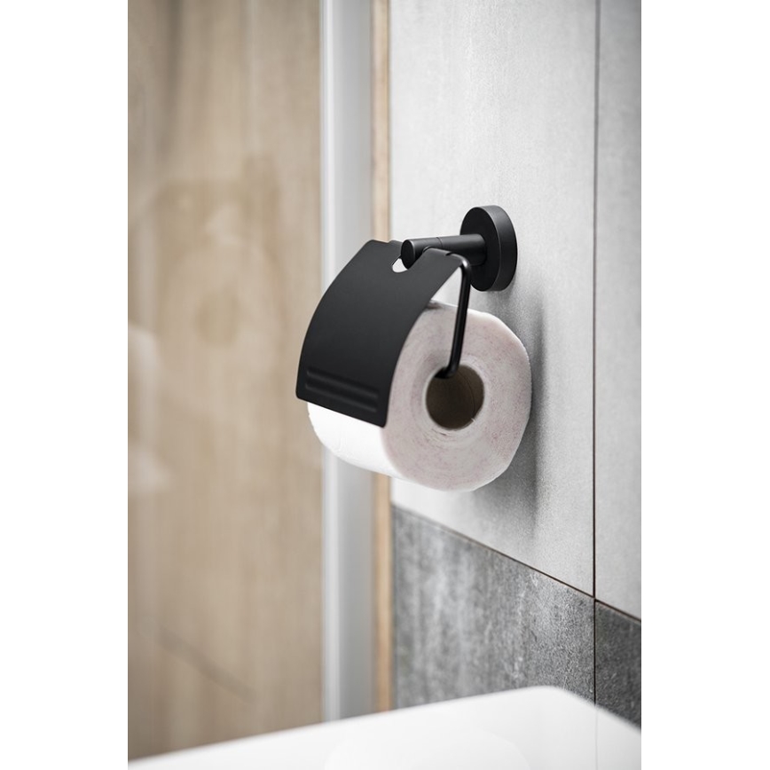 Aqualine - Držač toaletnog papira sa poklopcem SAMBA crni