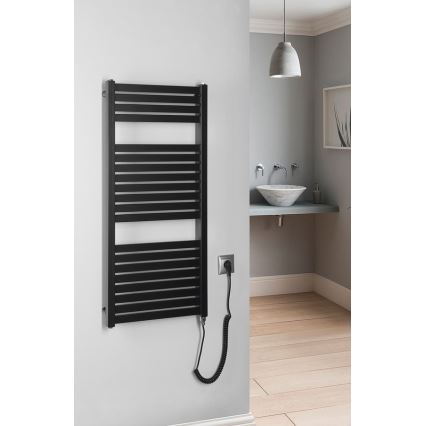Aqualine - Električni kupatilski radijator TONDI-E 300W 97x45 cm mat crne boje