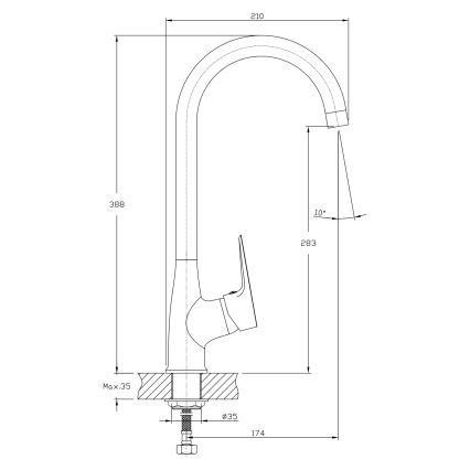 Aqualine - Kuhinjska slavina LOTTA mat crna