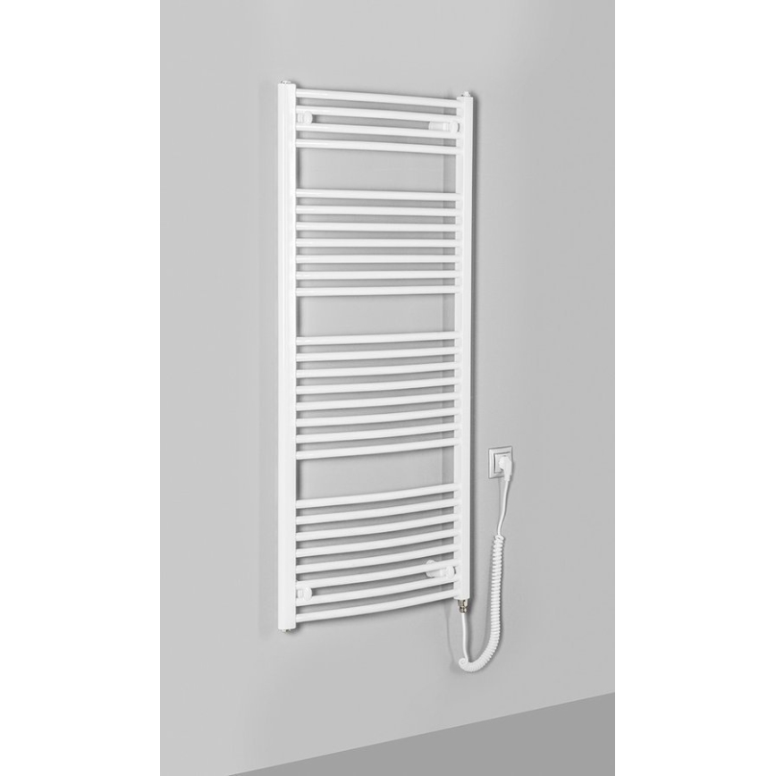 Aqualine - Kupaonski električni okrugli radijator ORBIT-E 600W 132x60 cm, beli