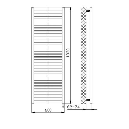 Aqualine - Kupaonski električni radijator TONDI-E 600W 133x60 cm beli