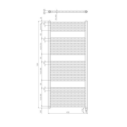 Aqualine - Kupatilski električni radijator DIRECT-E 400W 132x45 cm mat crne boje
