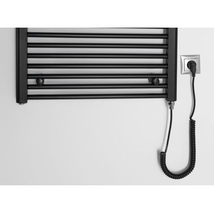 Aqualine - Kupatilski električni radijator DIRECT-E 400W/230V, 96 cm, mat crne boje, ravan