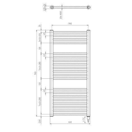 Aqualine - Kupatilski električni radijator DIRECT-E 400W 96x60 cm mat crne boje