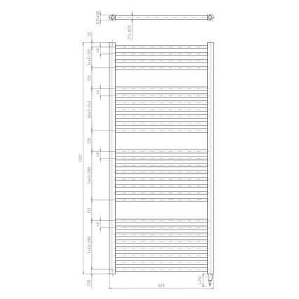 Aqualine - Kupatilski električni radijator DIRECT-E 600W 132x60 cm mat crne boje