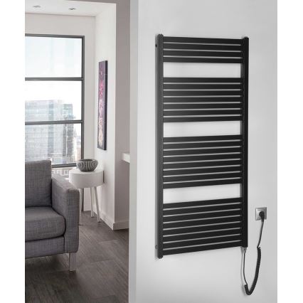 Aqualine - Kupatilski električni radijator TONDI-E 600W 133x60 cm mat crna
