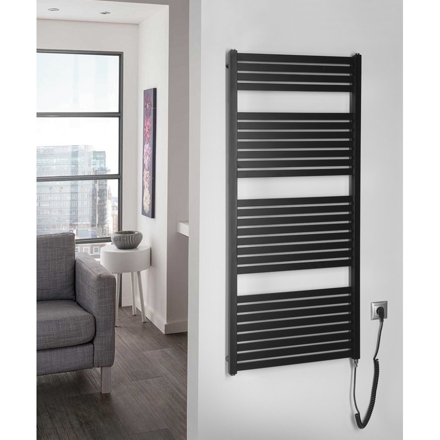 Aqualine - Kupatilski električni radijator TONDI-E 600W 133x60 cm mat crna
