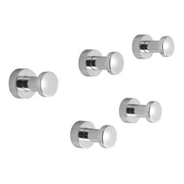 Aqualine - Set od 5 zidnih kukica SAMBA, sjajni hrom