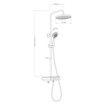 Aqualine - Set za tuširanje sa baterijom i izlivom za punjenje FARRAO mat crna