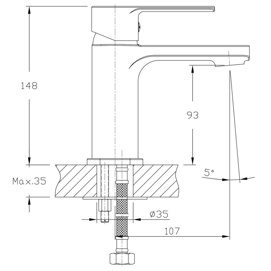 Aqualine - Slavina za umivaonik FACTOR, sjajni hrom