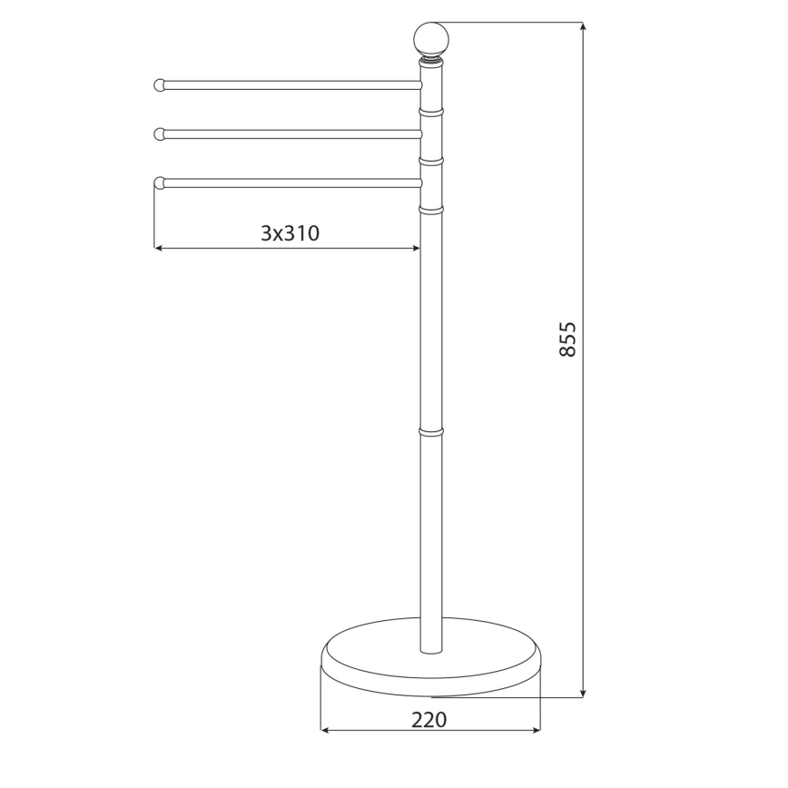 Aqualine - Stalak sa držačem za peškire SAMBA 85,5 cm nerđajući čelik/sjajni hrom
