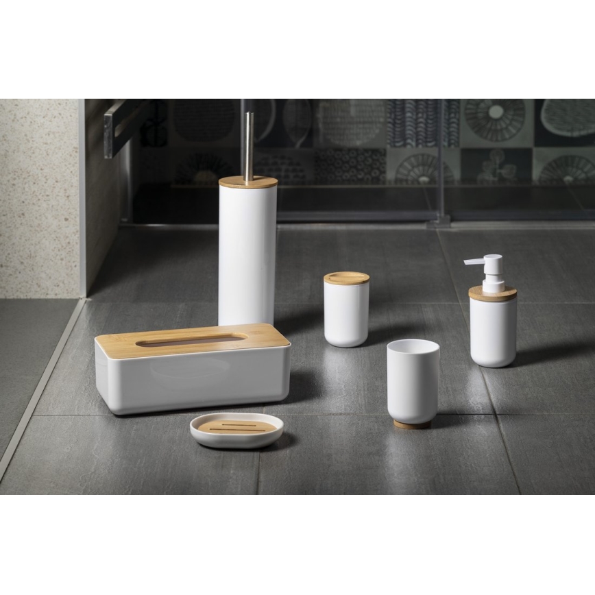 Aqualine - Stojeća četka za WC, bela/bambus