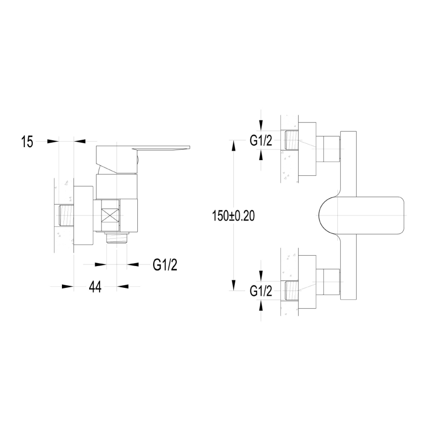 Aqualine - Tuš baterija DAPHNE, sjajni hrom