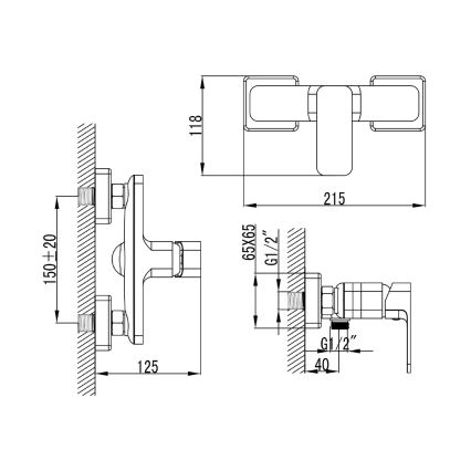 Aqualine - Tuš baterija FACTOR, sjajni hrom