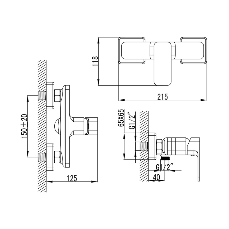 Aqualine - Tuš baterija FACTOR, sjajni hrom