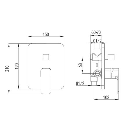 Aqualine - Tuš baterija za podžbuknu ugradnju FACTOR sjajni hrom