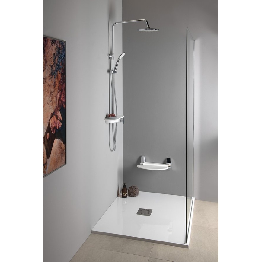 Aqualine - Tuš set sa baterijom sjajni hrom/bela