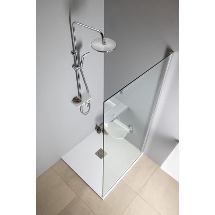 Aqualine - Tuš set sa baterijom sjajni hrom/bela