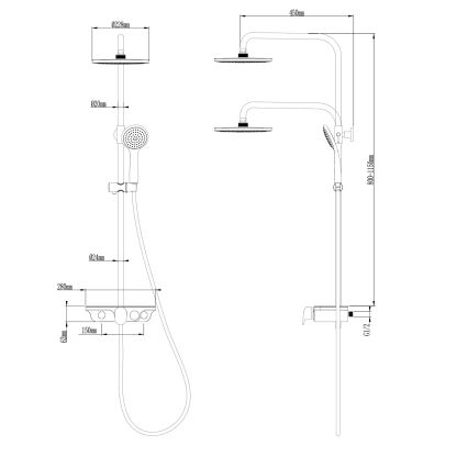 Aqualine - Tuš set sa baterijom sjajni hrom/bela