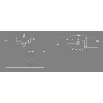 Aqualine - Ugradni umivaonik ZERO 45,5x40 cm keramika/bela