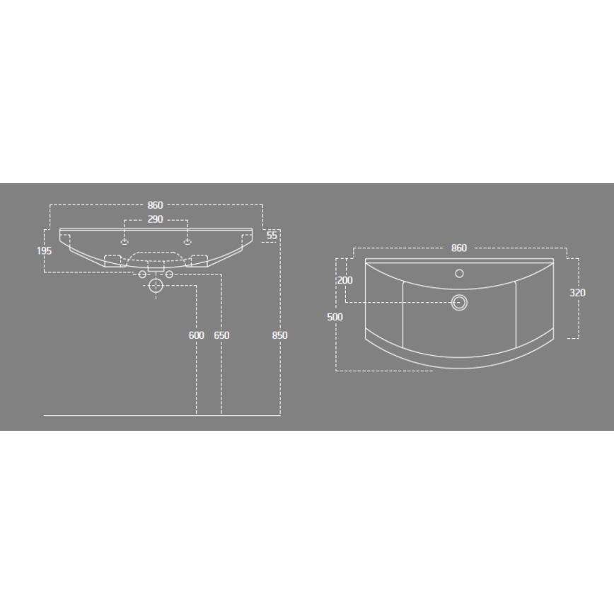 Aqualine - Ugradni umivaonik ZERO 86x50 cm keramika/bela