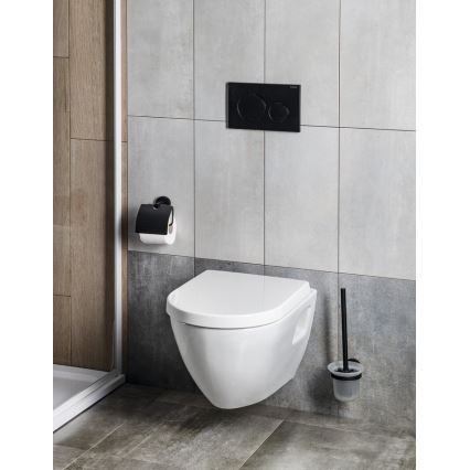 Aqualine - Zidna WC četka SAMBA mlečno staklo/mat crna