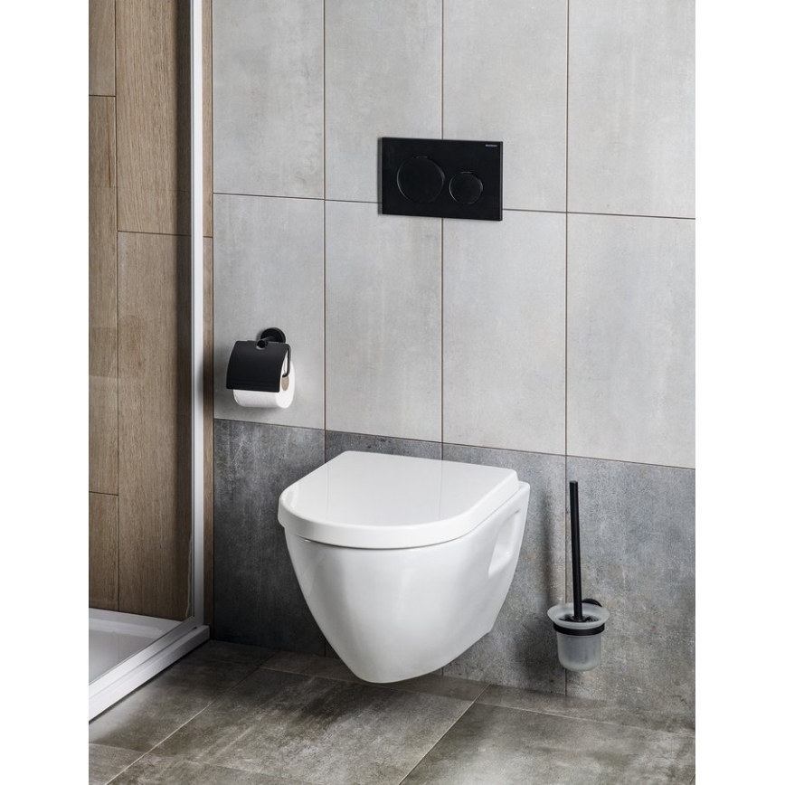 Aqualine - Zidna WC četka SAMBA mlečno staklo/mat crna