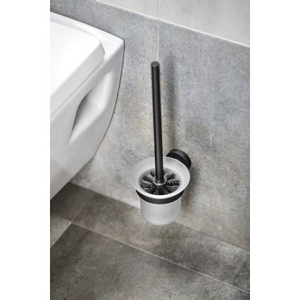 Aqualine - Zidna WC četka SAMBA mlečno staklo/mat crna