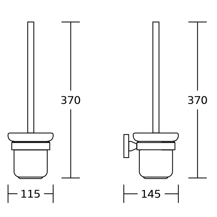 Aqualine - Zidna WC četka SAMBA mlečno staklo/sjajni hrom