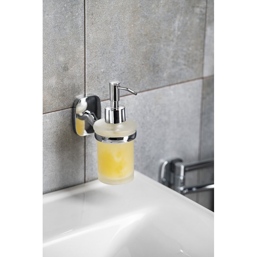 Aqualine - Zidni dozator sapuna RUMBA 160 ml mlečno staklo/sjajni hrom