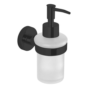 Aqualine - Zidni dozator sapuna SAMBA 150 ml mlečno staklo/mat crne boje