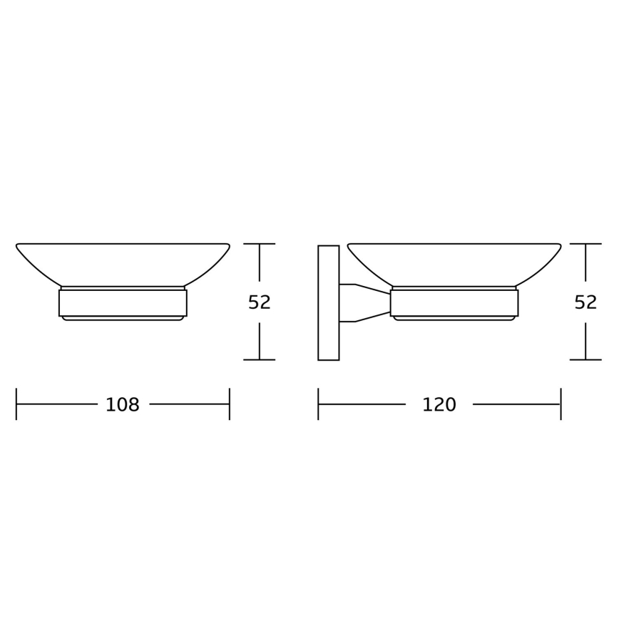 Aqualine - Zidni držač sapuna SAMBA, mlečno staklo/mat crna