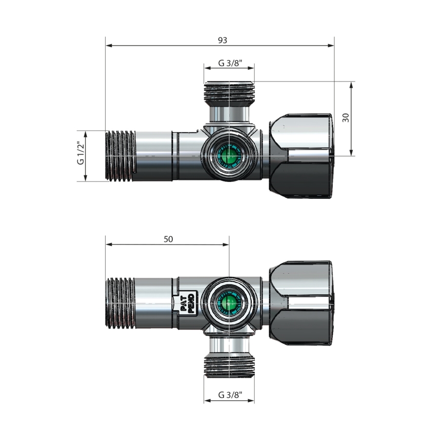 Arco - Kutni kombinovani ventil sa dva izlaza A-80 sjajni hrom