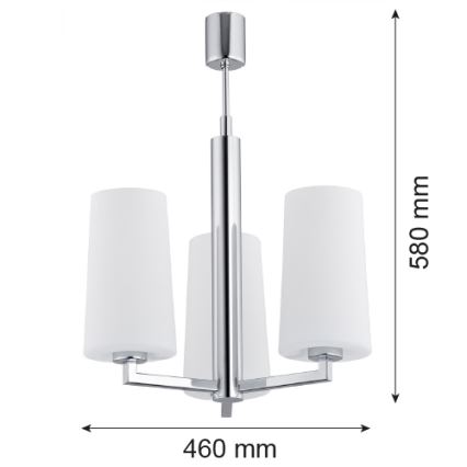 Argon 1224 - Luster na štapu CAMELOT 3xE27/15W/230V sjajni hrom