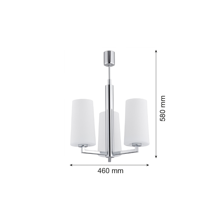 Argon 1224 - Luster na štapu CAMELOT 3xE27/15W/230V sjajni hrom