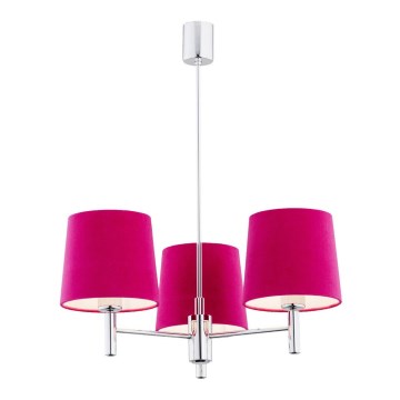 Argon 1382 - Luster na šipci BOLZANO 3xE27/15W/230V ružičasta/sjajni hrom
