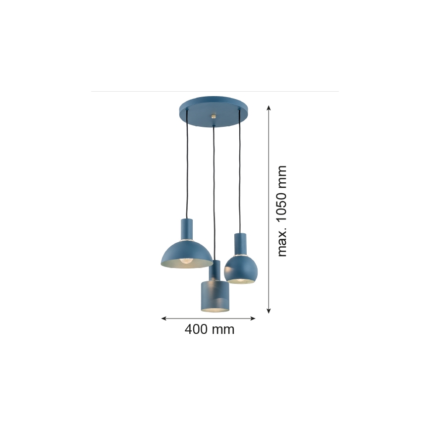 Argon 1471 - Luster na sajli SINES 3xE27/15W/230V plava